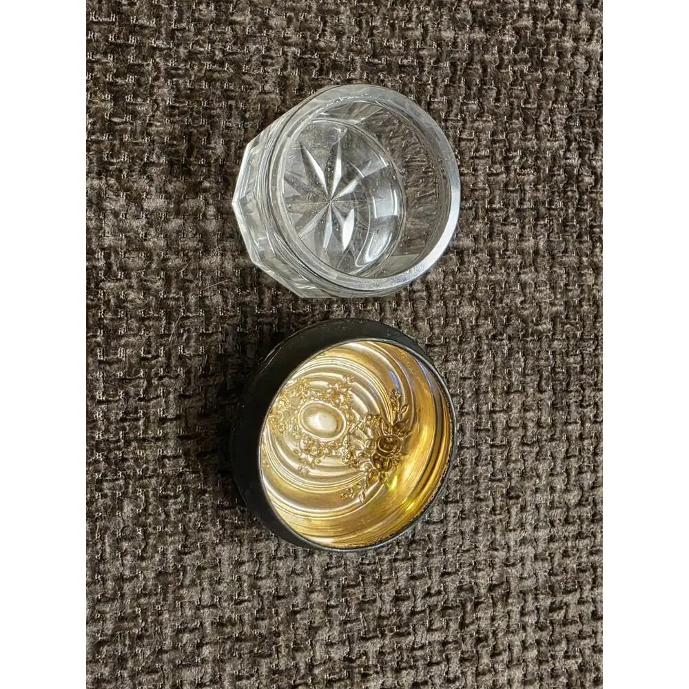 Antique STERLING SILVER & CRYSTAL Powder Jar Vanity Victorian 19th C. 1800s